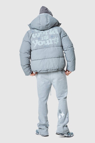 World Is Yours Puffer Jacket - Moon Grey