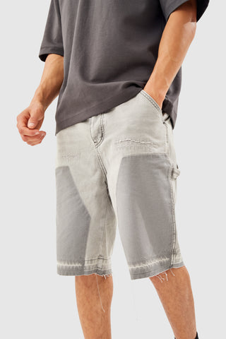 DISTRESSED DENIM SHORT - GREY