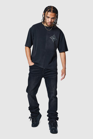 Stacked Jean - Black Stone Wash